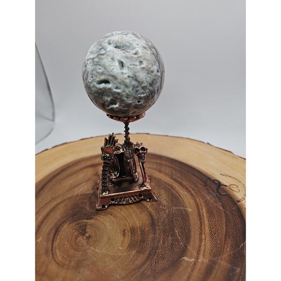 Druzy Ocean Jasper Sphere 62mm With Stand - Picture 9 of 10